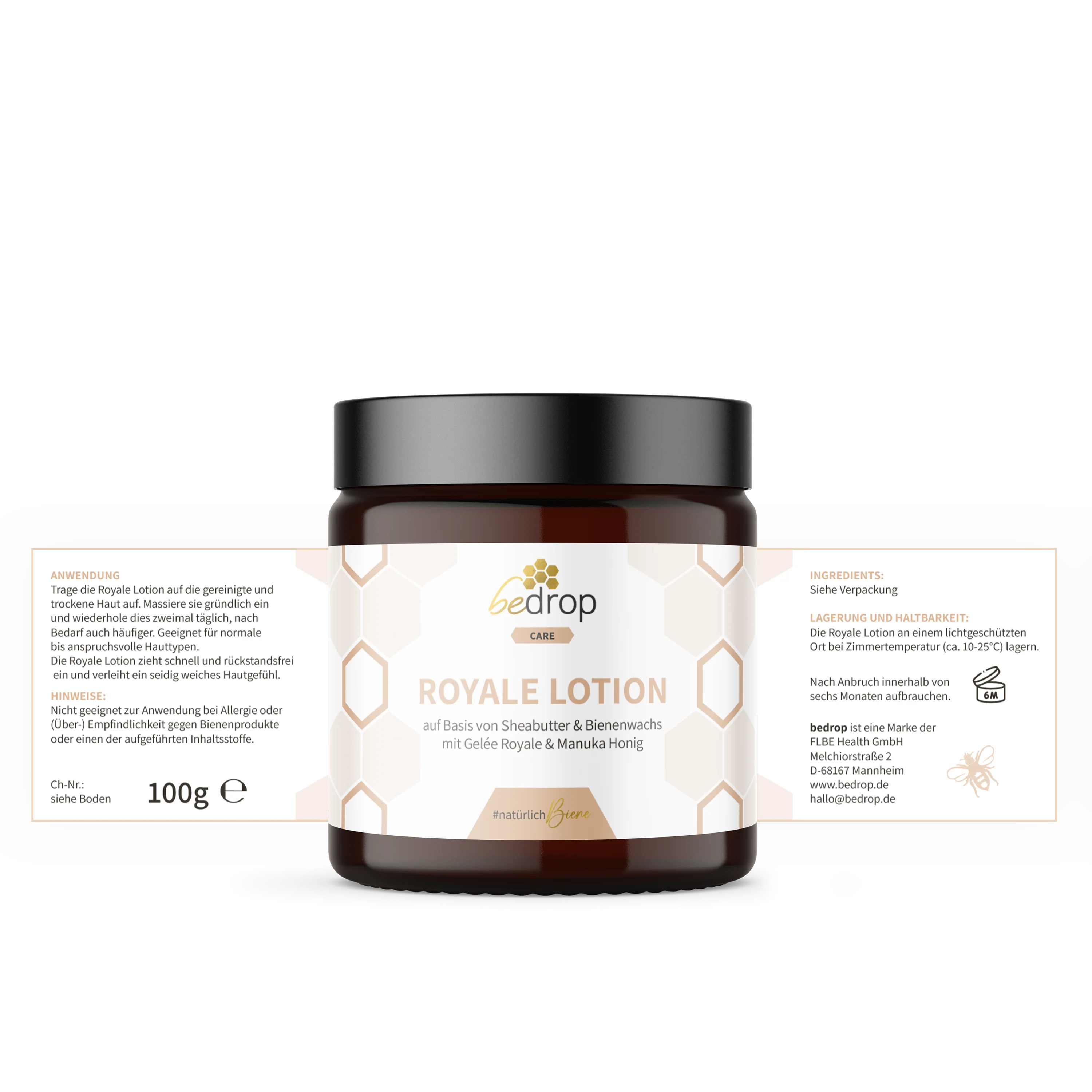 Royale Lotion Bodylotion mit Gelée Royale, Sheabutter und Manuka Honig - 100g - Image 6
